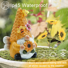 Load image into Gallery viewer, REYISO Garden Gnomes Sculptures for Outdoor&amp; Garden Decor with Solar Bee Lights-Gnomes Decorations for Home- Sunflower Gifts for Women, Mom or Birthdays-Summer Gnomes Fairy Garden for Patio,Yard,Lawn
