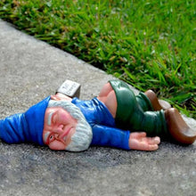 Load image into Gallery viewer, Funny Drunk Dwarf Statue Resin Garden Gnome Decoration for Outdoor Patio Yard Lawn Park Miniature Creative Ornament Elf Crafts Naughty Figurine Collection Farmhouse Decor Gift (Blue)
