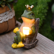 Load image into Gallery viewer, Gardenfans Miniature Frog Garden Statue with Solar Light Home Decor Fairy Garden Accessories Frog Decor for Patio, Balcony, Yard, Lawn Bedroom 2.3&quot;x3.3&quot;x5&quot;
