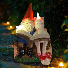 Load image into Gallery viewer, 8&#39;&#39; Gnome And Unicorn Reading Book Staue,Garden Gnomes Outdoor Statues for Garden Decor with Solar Butterfly Light,Birthday Gifts for Grandpa,Gnomes Decorations for Yard Patio Lawn Ornament Decoration
