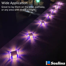 Load image into Gallery viewer, Soslina 4 Pack Solar Step Lights, IP68 Waterproof, Warm White &amp; Blue Mixed Colour, 30 Lumen, 16 Hrs Lighting, Easy Install, Outdoor Garden Pathway Deck Fence Patio
