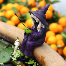 Load image into Gallery viewer, Fairy Garden Fishing Gnome Statues Miniature Witch Figurines Outdoor Landscape Ornaments for Yard Lawn Pond Pool Riverside Decoration
