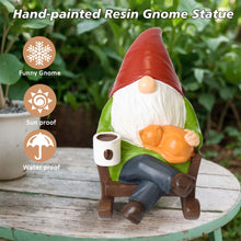 Load image into Gallery viewer, Eremaoy Funny Garden Gnome, Garden Ornaments Outdoor Statue Drinking Coffee Rocking Chair Gnome, Christmas Gnomes Decorations for Yard Home Indoor Outdoor Patio Lawn

