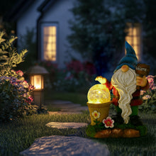 Load image into Gallery viewer, DiliComing Solar Garden Gnomes Outdoor Statues - Cute Gnome Statue with Welcome for Yard Patio Porch Lawn, Resin Gnome Figurine with Solar Light for Thanksgiving and Christmas
