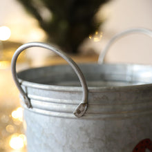 Load image into Gallery viewer, Fyne-Finds Merry Christmas Tin Pail Gnome Gonk 18cm, 7inch Plant Pot Handles 2.6L Festive Planter Decor Xmas Gift (2)
