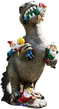 Load image into Gallery viewer, Dinosaur Eating Gnomes Garden Ornament, Funny Lifelike Animal Statue,Best Art Decor for Indoor Outdoor Home Office
