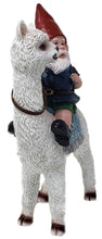 Load image into Gallery viewer, Funny Guy Mugs Gnome and a Llama Statue- Indoor/Outdoor Garden Gnome Sculpture for Patio, Yard or Lawn
