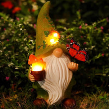 Load image into Gallery viewer, Foreby Garden Gnomes Outdoor Garden Decor-Solar Gnome with LED Lighted Mushroom and Vivid Butterfly Gnomes Decorations for Yard Decor,Gardening Gifts for Women
