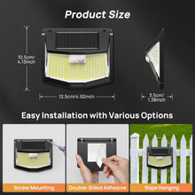 Load image into Gallery viewer, TECKNET Solar Lights Outdoor Garden, 248 LED Motion Sensor Lights, 3 Lighting Modes Outdoor Wall Lights, 300° Wide Angle, IP66 Waterproof, Solar Wall Lights for Yard Garage Garden Fence Door (4 Pack)
