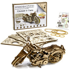 Load image into Gallery viewer, WOODEN.CITY Cruiser V-Twin, DIY Wooden 3D Puzzle, Wooden Motorbike Model Kit, Detailed Engine with Rubber Motor, Puzzles for Adults
