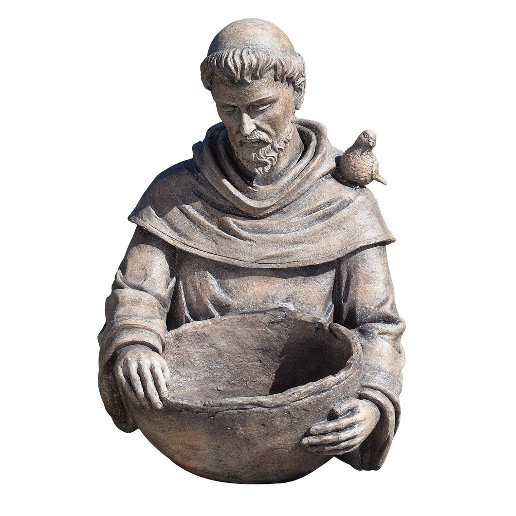 Roman Garden - St. Francis Bird Bath, 19H, Garden Collection, Resin and Stone, Decorative, Garden Gift, Home Outdoor Decor, Durable, Long Lasting