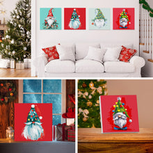 Load image into Gallery viewer, GHHKUD Christmas Gnomes Paint by Numbers Kits for Adults Beginners Kids, 4 Pack Cartoon Painting by Numbers Canvas Kit for Children, Colourful Paint by Numbers with Wooden Framed Canvas, 8x8inch
