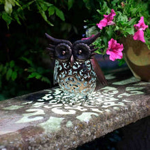 Load image into Gallery viewer, Smart Garden Metal Scroll Owl Solar Garden Light

