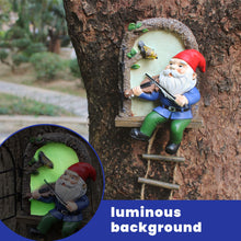 Load image into Gallery viewer, Colomix Gnome Tree Hugger, Funny Musical Gnome Garden Sculpture, Whimsical Fairy Tree Face/Stump Decor, Resin Outdoor Statue, Luminous Elf Peeker Yard Art, Handcrafted Unique Ornament Presents
