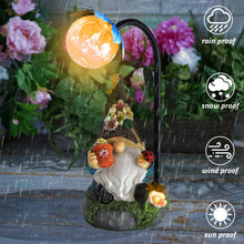 Load image into Gallery viewer, Sinhra Garden Gnomes Statue Decor, 9.4&#39;&#39; Resin Gnome Figurine with Colorful Gradent Solar LED Lights,Outdoor Decorations for Patio Yard Lawn Porch,Ornament(Blue)
