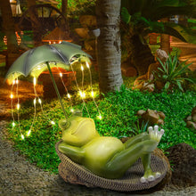 Load image into Gallery viewer, ASDFG Solar Light Frog Garden Statue - Frog Umbrella Garden Sculpture with Lighting, Outdoor Pond Waterproof Fairy Tale Decoration, Gift for Women/Gardening Lovers/Mothers Outside Decor

