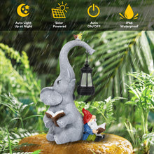 Load image into Gallery viewer, Solar Outdoor Garden Statues Lights, Elephant Figurines with Cute Gnome Garden Sculpture Decor, Luck Elephant Gifts for Woman Mother or Daughter, Unique Housewarming Gifts and Yard Decor
