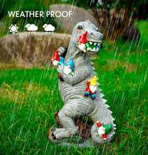 Load image into Gallery viewer, Himaweek Garden Statue Outdoor Decoration, Dinosaur Eating Gnomes Figurines, Indoor Outdoor Décor Garden Art for Patio Lawn Yard, 13.5” x 7.6” Housewarming Garden Gift
