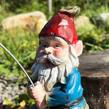 Load image into Gallery viewer, Darthome Fishing Gnome Garden Ornament Resin Old Man On Log Elf Outdoor Novelty Sculpture
