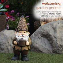 Load image into Gallery viewer, Alpine Corporation 16&quot; H Indoor/Outdoor Garden Gnome with Watering Can Statue, Brown
