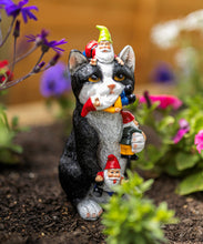 Load image into Gallery viewer, Garden Mile Resin Gnome Eating Cat Colourful Garden Ornaments Outdoor Indoor Decoration For Home Patio Decking Pondside Flowerbed Standing Novelty Weatherproof Kitten Cat Statue Garden Statues Outdoor
