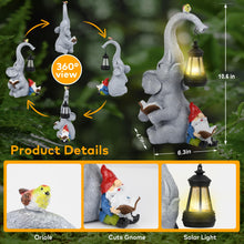 Load image into Gallery viewer, Solar Outdoor Garden Statues Lights, Elephant Figurines with Cute Gnome Garden Sculpture Decor, Luck Elephant Gifts for Woman Mother or Daughter, Unique Housewarming Gifts and Yard Decor

