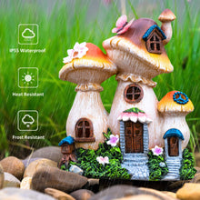 Load image into Gallery viewer, Candieslife Solar Garden Statue Lights Mushroom Fairy House Figurine, Outdoor Memorial Garden Ornaments Gift Waterproof Decoration for Outside Patio Yard Lawn Decor
