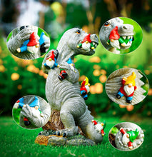 Load image into Gallery viewer, Himaweek Garden Statue Outdoor Decoration, Dinosaur Eating Gnomes Figurines, Indoor Outdoor Décor Garden Art for Patio Lawn Yard, 13.5” x 7.6” Housewarming Garden Gift
