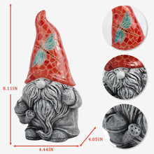 Load image into Gallery viewer, Suyorpe Garden Gnomes Decor Outdoor,Solar Outdoor Statue for Garden Patio Lawn Porch - Gnome Ornament with Red Dragonfly LED Lights Hat,Funny Gnomes Gift,Resin Solar Decorations,8.11 Inches
