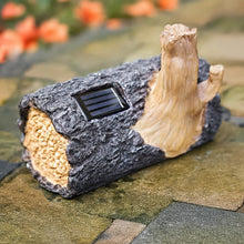 Load image into Gallery viewer, garden mile Solar Powered Light Up Log Fairy House Garden Solar Lighting Indoor Outdoor Ornament Wood Effect Resin Decoration - solar lights outdoor garden
