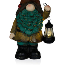 Load image into Gallery viewer, Alpine Corporation MCC856SLR Solar Vintage Gnome Holding Lamp Garden Ornament Statuary wOrange Hat, Multi-Color
