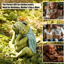 Load image into Gallery viewer, hvfun Solar-Powered Frog Prince Spitting LED Light – Resin Garden Statue with Waterproof Design
