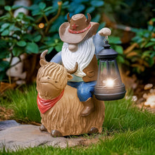 Load image into Gallery viewer, RM ROOMERS Highland Cow Decor Outdoor Garden Gnomes Solar Highland Cow Gnome Statue Resin Patio Yard Decorations Funny Outdoor Figurine Solar Lights Gnomes Unique Gifts for Women Housewarming
