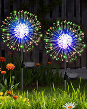 Load image into Gallery viewer, KALAHOL Solar Firework Lights 180 LED 2 Pack, 8 Modes Solar Lights Outdoor Garden, IP65 Waterproof, Solar Light for Pathway Flowerbed Party Ornaments (Multiple Colours)
