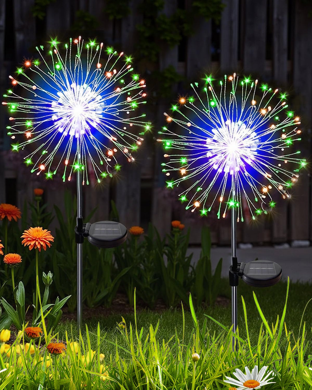KALAHOL Solar Firework Lights 180 LED 2 Pack, 8 Modes Solar Lights Outdoor Garden, IP65 Waterproof, Solar Light for Pathway Flowerbed Party Ornaments (Multiple Colours)
