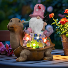 Load image into Gallery viewer, Solar Garden Outdoor Statue Turtle Gnome with Succulent and LED Light - Patio,Lawn,Garden,Tortoise Statue for Patio,Unique Housewarming Gifts
