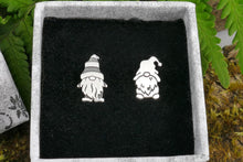 Load image into Gallery viewer, Garden gnome sterling silver stud earrings, lucky charm gonk
