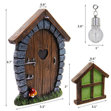 Load image into Gallery viewer, Juegoal Fairy Gnome Home Miniature Window and Door with Litter lamp for Trees Decoration, Glow in Dark Fairies Sleeping Door and Windows, Yard Art Garden Sculpture, Lawn Ornament Decor
