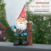 Load image into Gallery viewer, Alpine Corporation WQA1068 Garden Welcome&#39; Sign Gnome Statue, Multicolor
