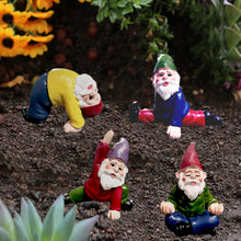 Load image into Gallery viewer, JIUMO Yoga Gnome Miniature Garden Gnome Fairy Gnomes Figurines Accessories Garden Fairy Decor for Outside Small Gnomes Dwarfs Ornaments Set of 4
