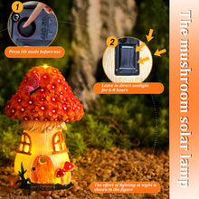 Load image into Gallery viewer, Porgeel Fairy House Solar Lights Waterrproof Resin Solar Fairy House Decorative Shaped Solar Garden Lights for Outside Patio Yard Decor Garden Ornaments
