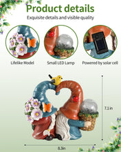 Load image into Gallery viewer, iStatue Solar-Powered 8.3&#39;&#39; Spring Summer Kissing Gnomes Decorations for Home &amp; Garden - Decorative Outdoor Lawn Ornaments and Statues Clearance (Loved Gnomes)
