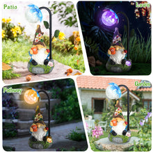 Load image into Gallery viewer, Sinhra Garden Gnomes Statue Decor, 9.4&#39;&#39; Resin Gnome Figurine with Colorful Gradent Solar LED Lights,Outdoor Decorations for Patio Yard Lawn Porch,Ornament(Blue)
