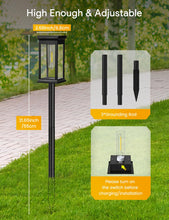 Load image into Gallery viewer, VIIIVA Solar Lights Outdoor, 4 Pack Solar Garden Lights Tungsten Glow, Warm White, 800mAh, IP65 Waterproof Auto On/Off Lighting for Garden, Patio, Path, Lawn
