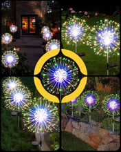 Load image into Gallery viewer, KALAHOL Solar Firework Lights 180 LED 2 Pack, 8 Modes Solar Lights Outdoor Garden, IP65 Waterproof, Solar Light for Pathway Flowerbed Party Ornaments (Multiple Colours)
