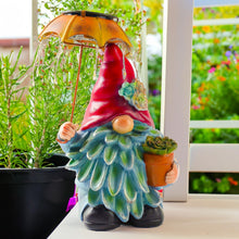 Load image into Gallery viewer, Teaeeno Garden Gnome Statue Decor,Yard Gnomes with Solar LED Umbrella,Solar Lawn Ornaments,Dwarf Sculpture for Outside Patio Porch Lawn Decoration,Waterproof Gnome Statue with Solar Lights for Patio
