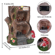Load image into Gallery viewer, BEXLEYBAY Solar Light Gnome Fairy House Outdoor Statues, Big Size Elf Miniature Buildings Sculptures for Garden Patio Lawn Path Decorations, 8&quot; Tall
