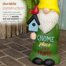 Load image into Gallery viewer, Alpine Corporation 24&quot; H Gnome Place Like Home Indoor/Outdoor Garden Gnome Statue, Green/Yellow
