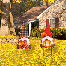 Load image into Gallery viewer, Whaline 2 Pack Fall Gnomes Garden Stakes 3D Gnome Pumpkin Maple Leaf Yard Stake Large Rustic Fall Lawn Sign for Autumn Thanksgiving Home Garden Yard Lawn Patio Backyard Walkway Decorations
