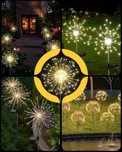 Load image into Gallery viewer, KALAHOL Solar Firework Lights 180 LED 2 Pack, 8 Modes Solar Lights Outdoor Garden IP65 Waterproof, Decoration for Pathway Flowerbed Party Ornaments Yard(Warm White)
